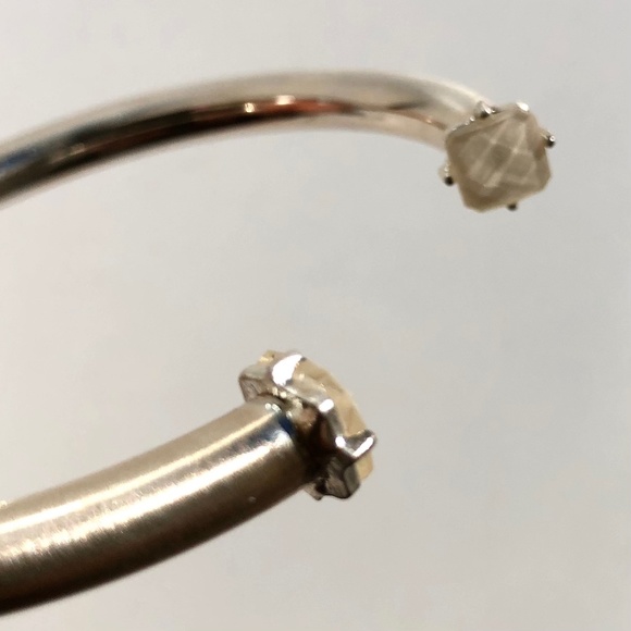 🦋 cuff bracelet open bangle brushed champagne w/ cream faceted shimmery jewels - Picture 6 of 8